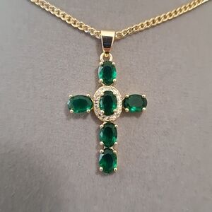 Emerald cross Pendant necklace.